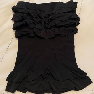 Bebe Black Tube Top with Ruffles
